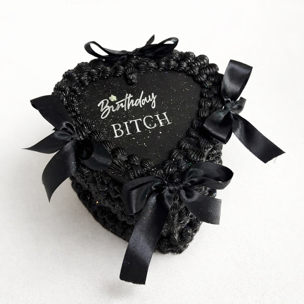 Black Heart-Shaped Cake