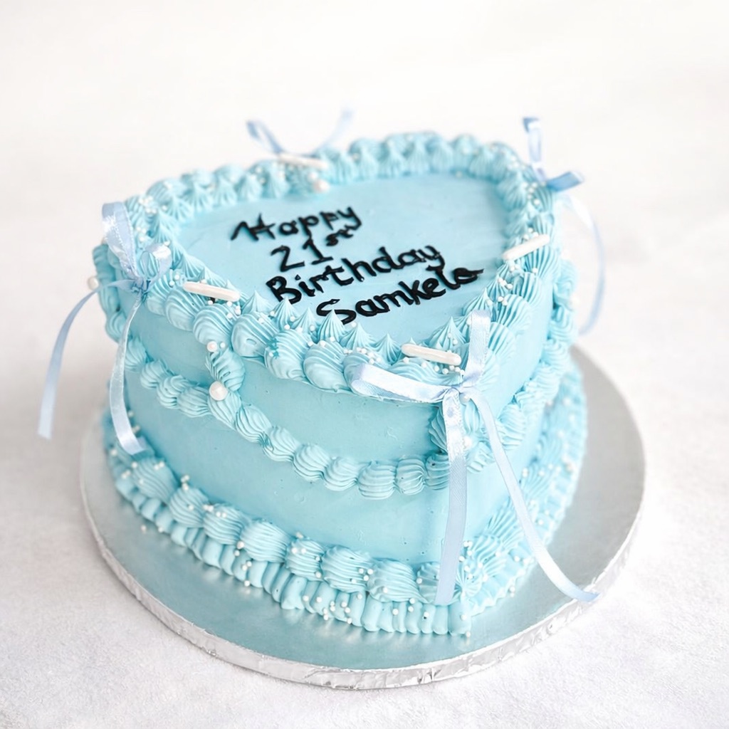 Blue Heart-Shaped Cake