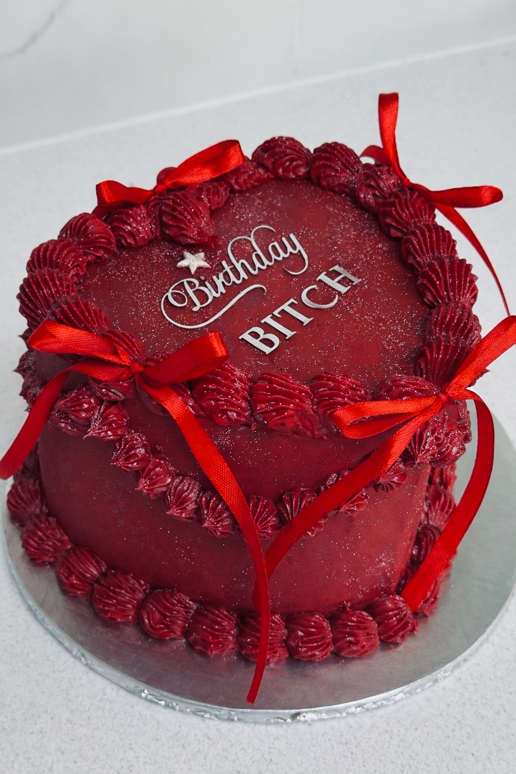 Red Heart-Shaped Cake